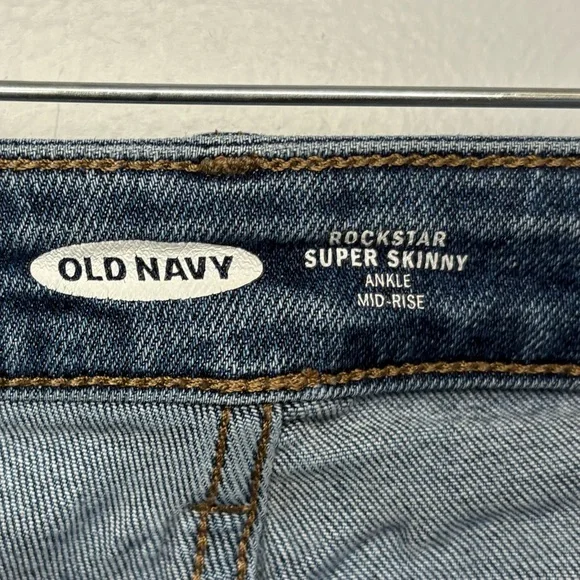 Old Navy Women’s Denim Blue Jeans 4 Button Rockstar Super Skinny Ankle Midrise - Picture 2 of 16